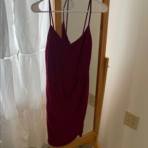 Chic Wine Spaghetti Strap Mini Dress
